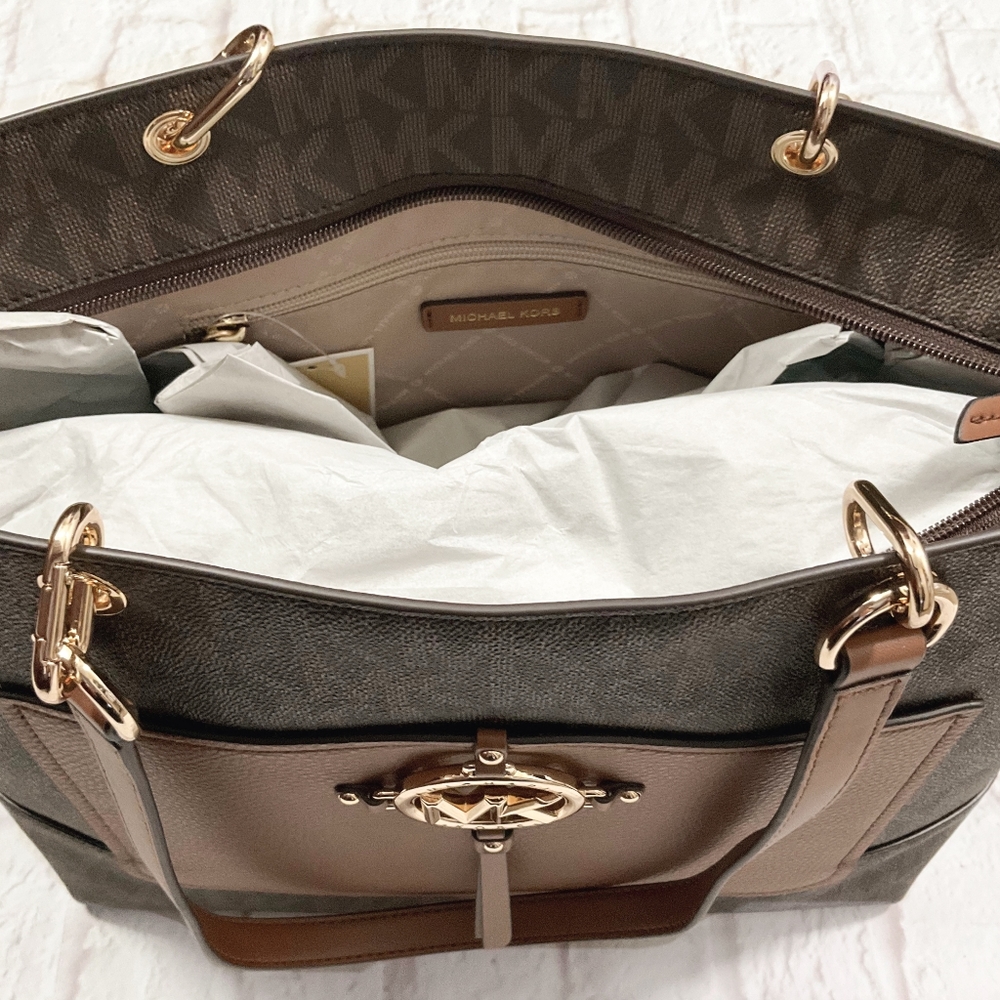 LAST 1❗️MICHAEL KORS Amy Large Tote In Brown/Luggage Color Retails $358 - Picture 10 of 12